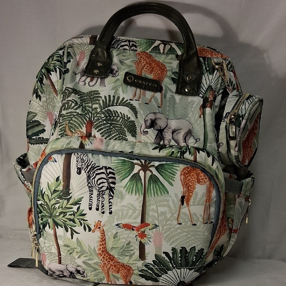 Animal Print Baby Bag QWREOIA with changing Pad